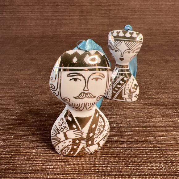 Jonathan Adler King & Queen Ornament Set – White Bisque Porcelain Christmas Deco - Picture 3 of 5